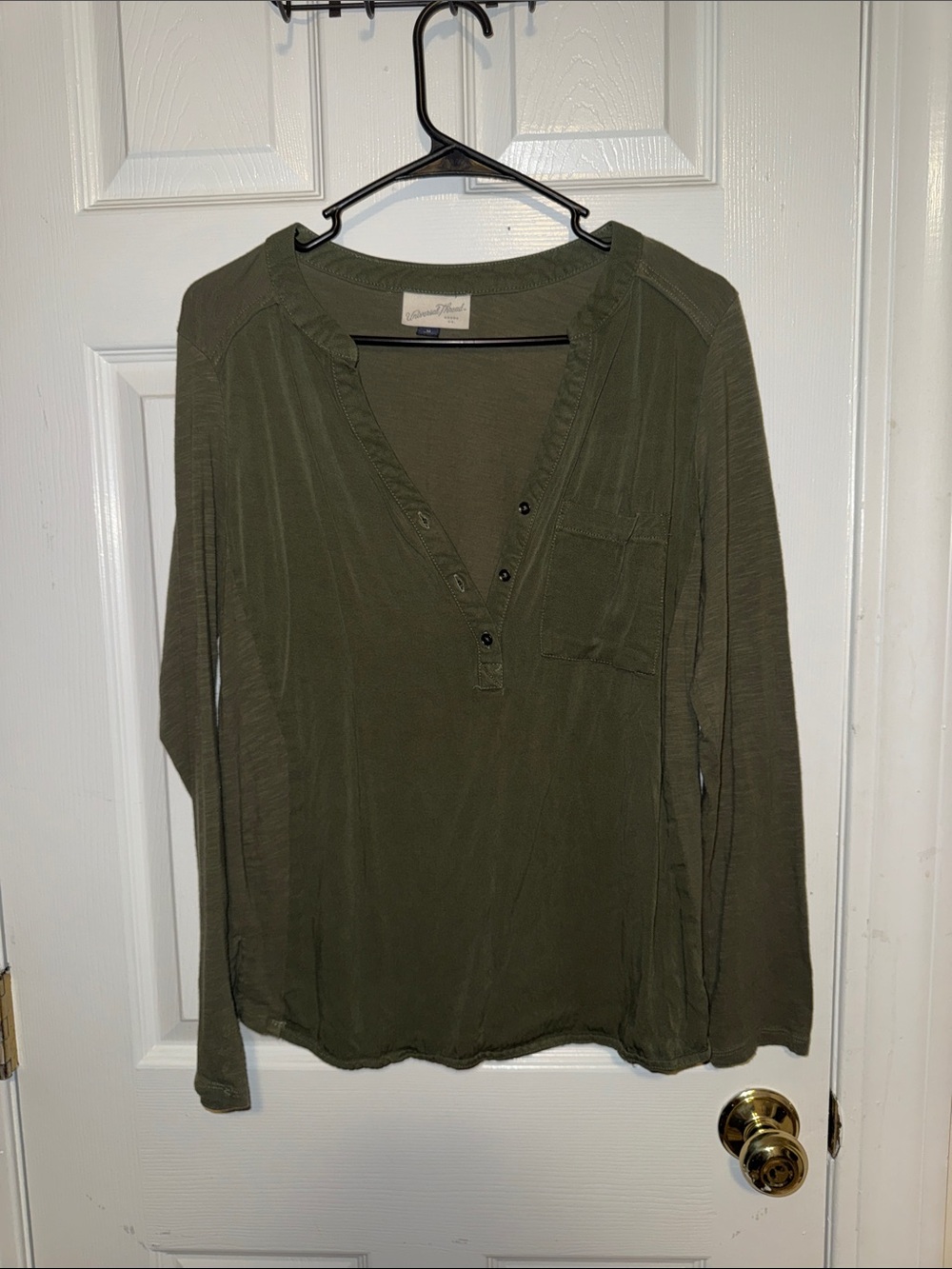 Universal Thread Olive Green Long Sleeve Henley Top